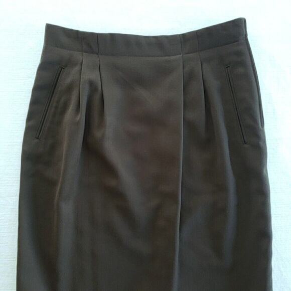 Vintage Charter Club Jane Justin Wool Skirt Womens 12 Brown Classic Preppy Retro - Picture 3 of 12
